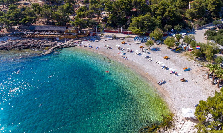 a beach with people on it