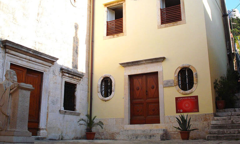 a building with a door and windows